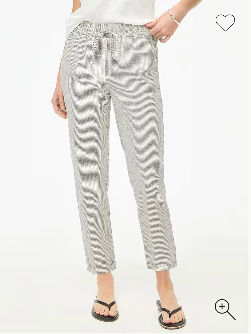 J crew black and white striped linen-cotton blend drawstring pant 8
